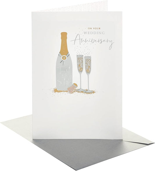 Champagne Glasses Design Anniversary Card