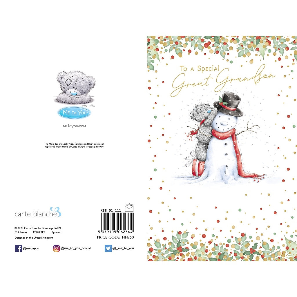 Me To You - Biglietto Di Auguri Orso Tatty Teddy: 'Grandsons 1st Christmas' In Inglese