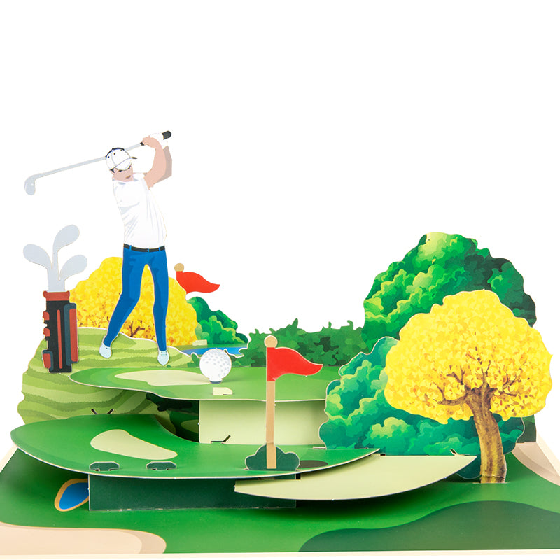 Swing Into Joy Golfer’s Celebration 3D Pop Up Greeting Card