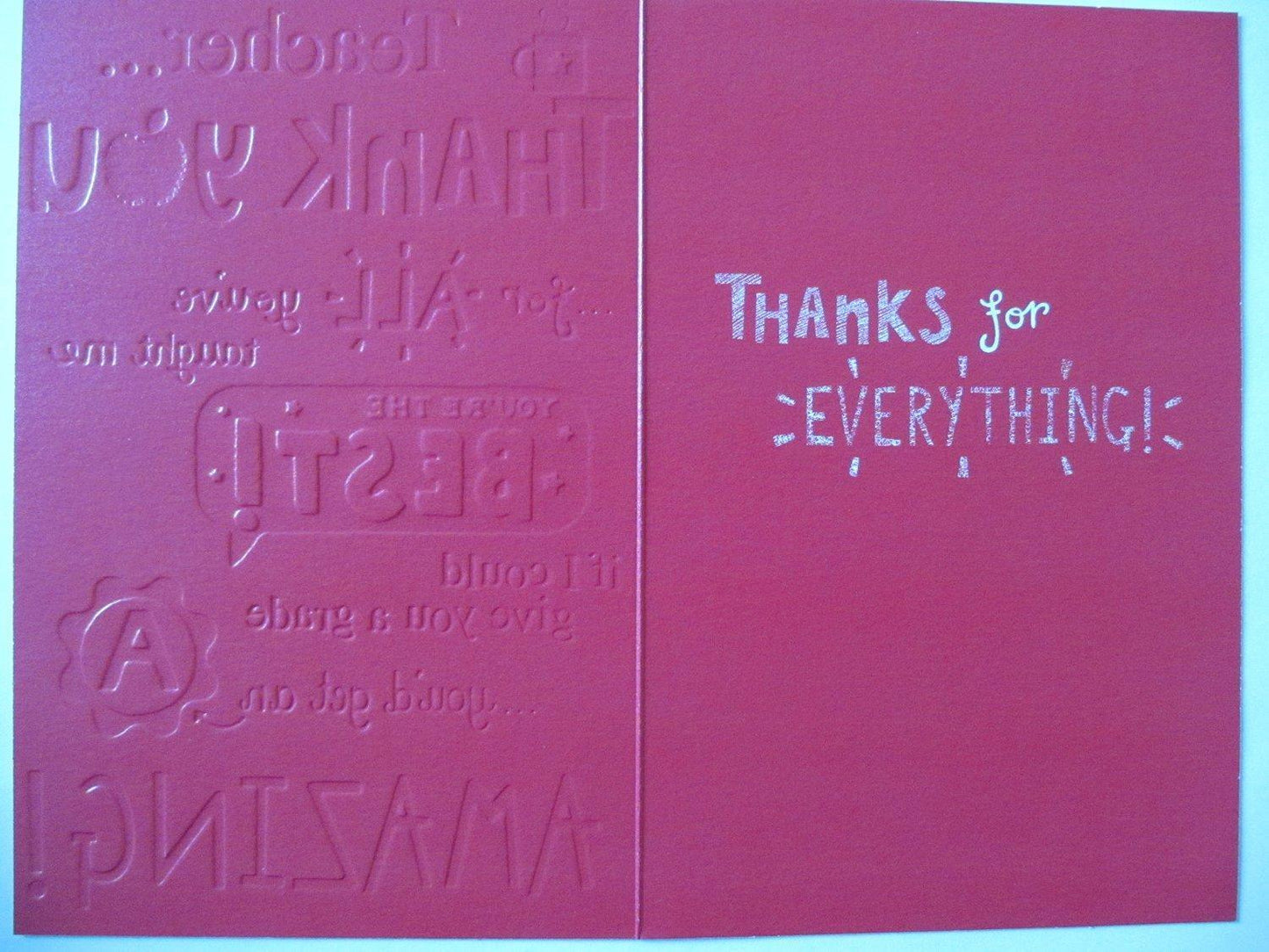Grade A For Amazing Teacher Thank You Card 