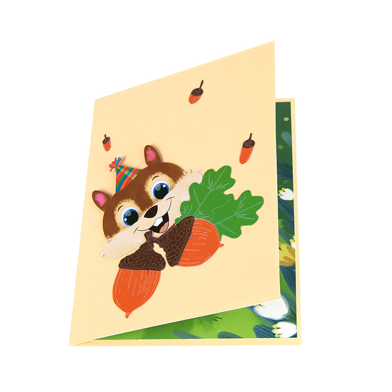 Charming Squirrel Nutty Celebration 3D Pop Up Greeting Card