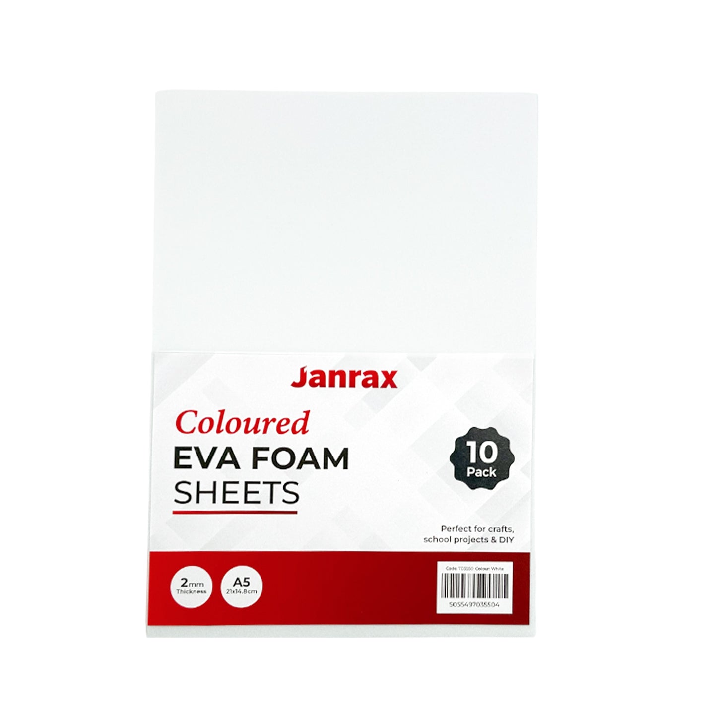 Pack of 100 A5 White Coloured EVA Foam Sheets