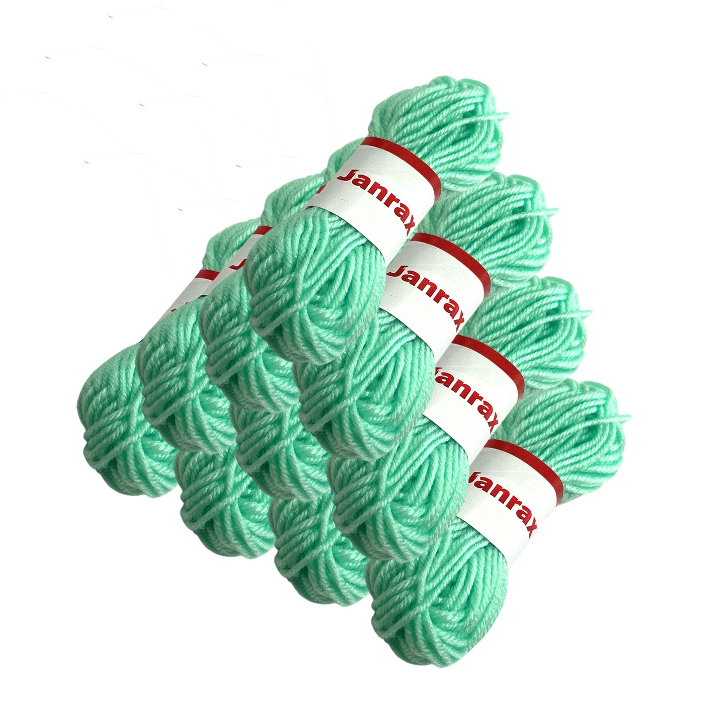 Pack of 20 Pastel Green Acrylic Yarn Rolls – 10g each, 4 Strand 8 Ply Knitting Wool