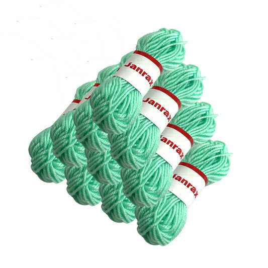 Pack of 20 Pastel Green Acrylic Yarn Rolls – 10g each, 4 Strand 8 Ply Knitting Wool