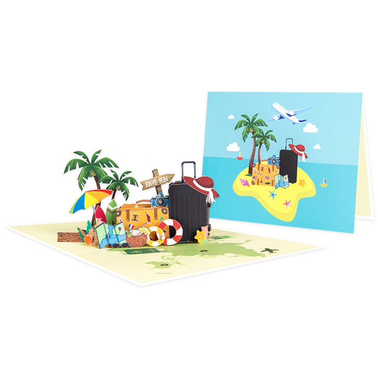 Vacation Mode Travel 3D Pop Up Greeting Card