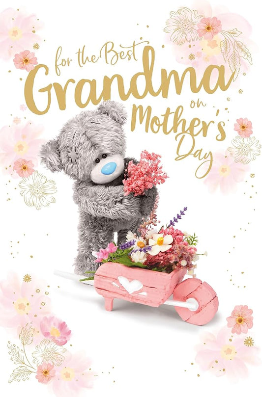 Bear With Pink Wheelbarrow Grandma Photo Finish Mother's Day Card