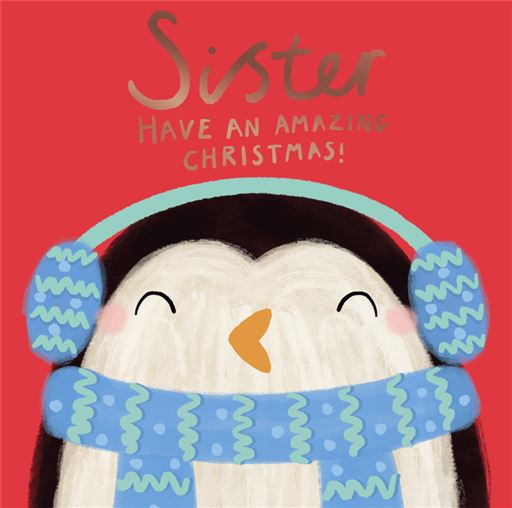 Penguin Design Sister Christmas Card