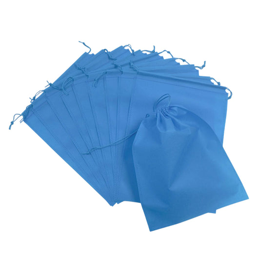 Pack of 50 Light Blue Coloured 32x22cm Non-Woven Drawstring Bags
