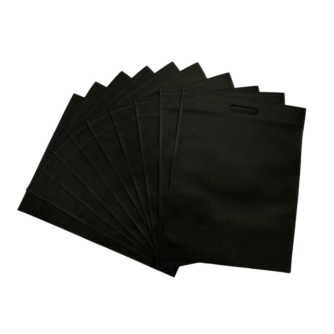 Pack of 100 Black Coloured 35x25cm Non-Woven Patch Handle Bags