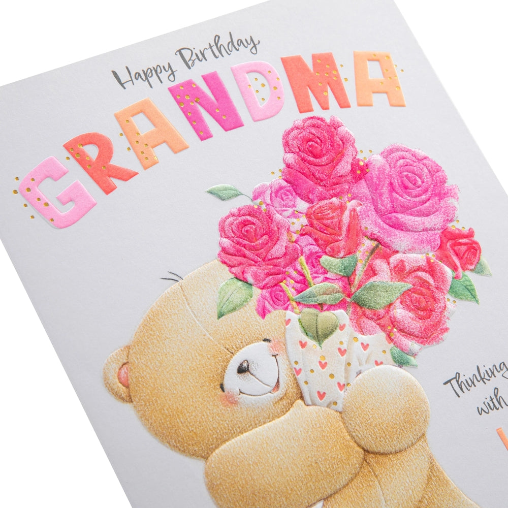 Pink Forever Friends Flowers Design Grandma Birthday Card