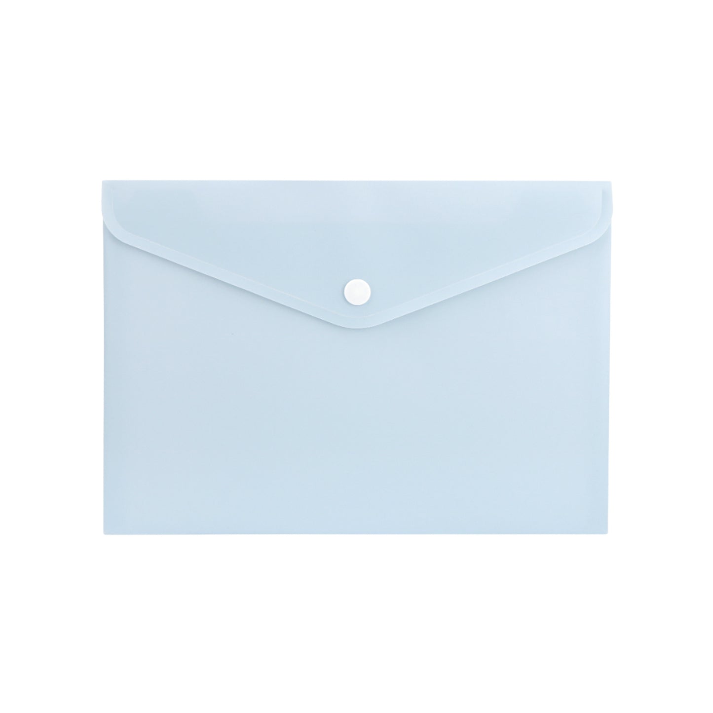Pack of 12 A5 Light Pastel Blue Soft Touch Plastic Document Wallets with Button Closure