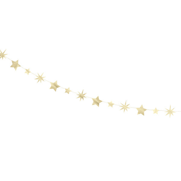Modern Christmas Gold Foil Star & Starburst Garland 9ft