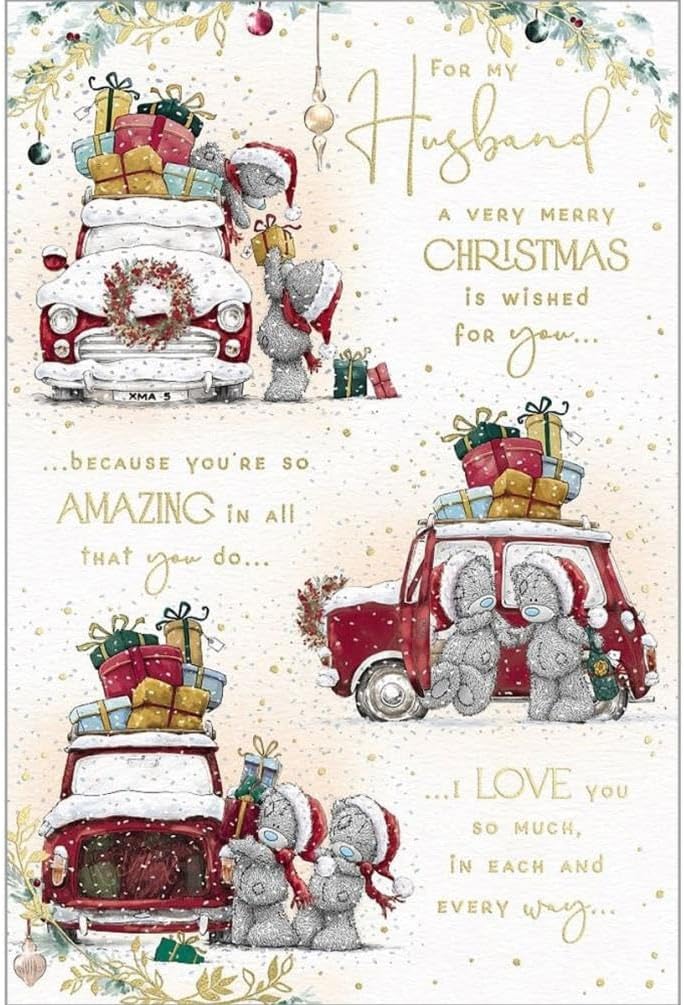 Bears In Car For My Husband Verse Christmas Card