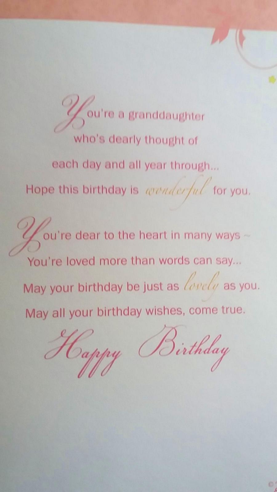 Granddaughter Birthday Sentimental Verse Greeting Card