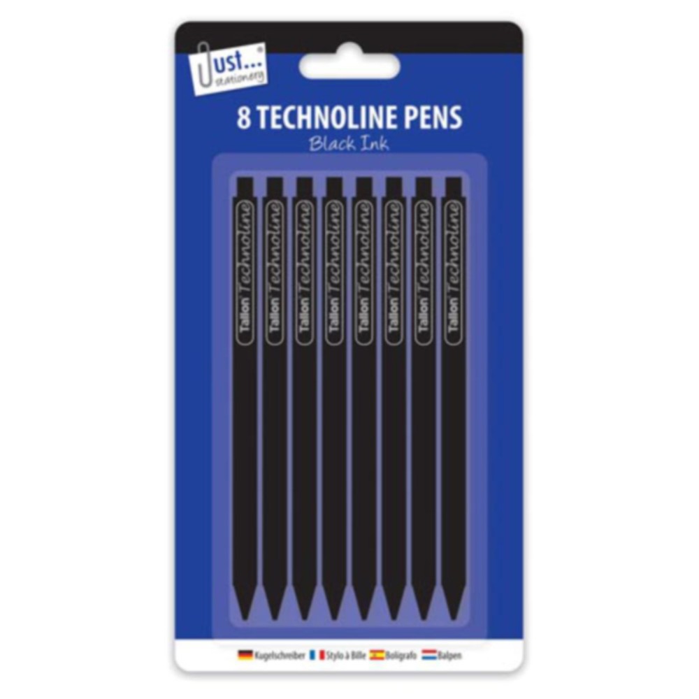 Pack of 8 Technoline Pens Black Ink Only