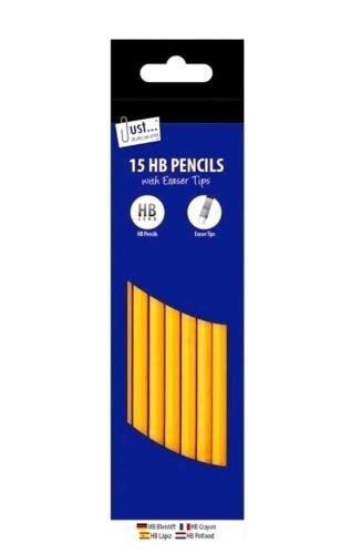 Pack of 15 HB Pencils with Eraser Top