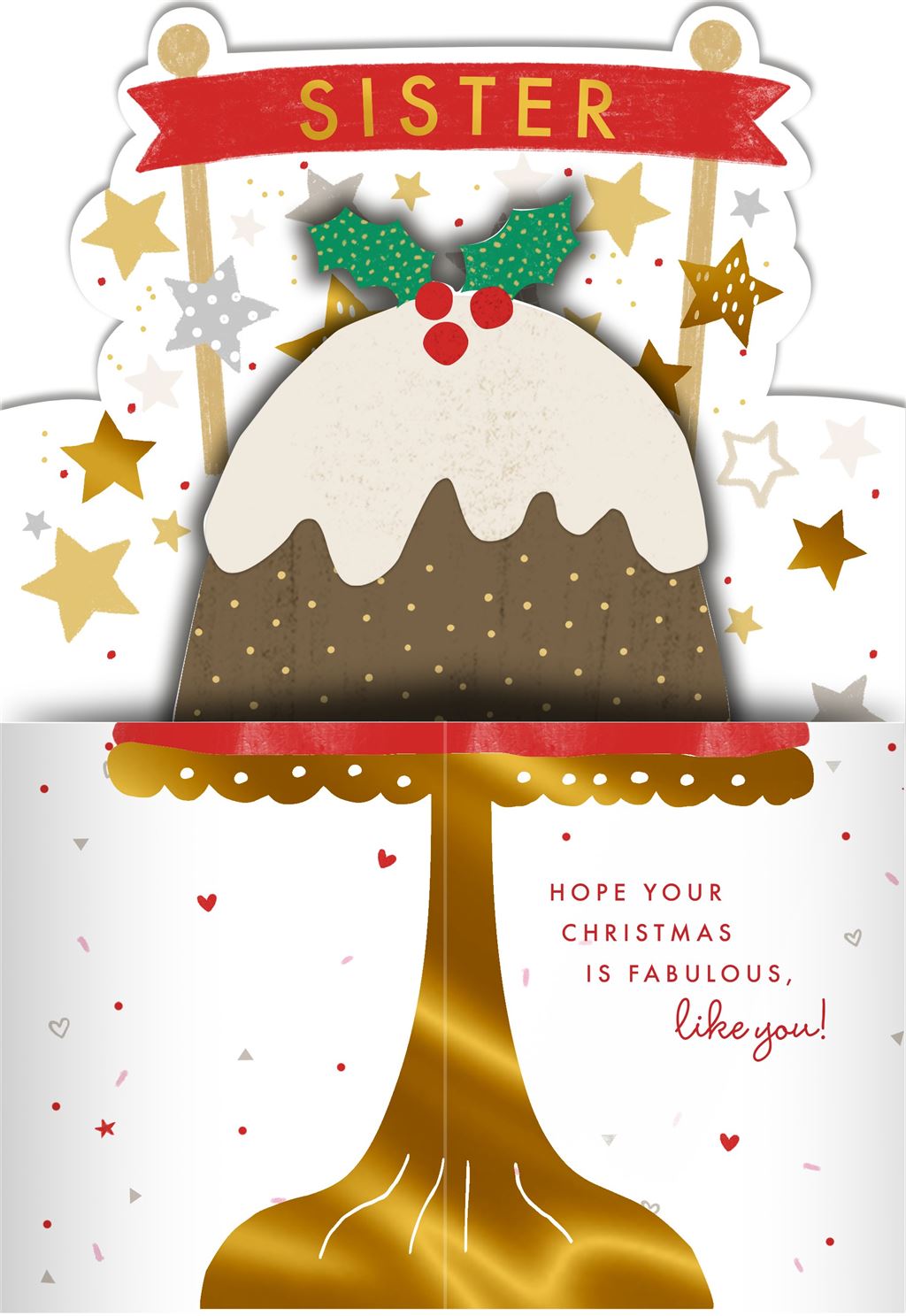 Pudding Design Fabulous Message Sister Christmas Card