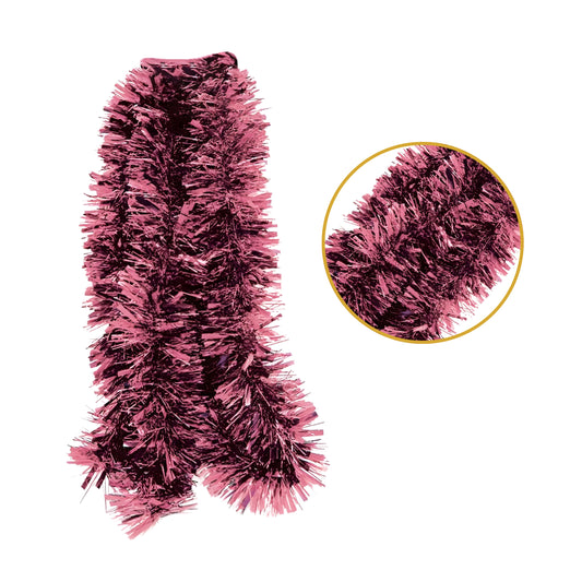 Pack of 6 2m Christmas Chunky Tinsel - Blush Pink