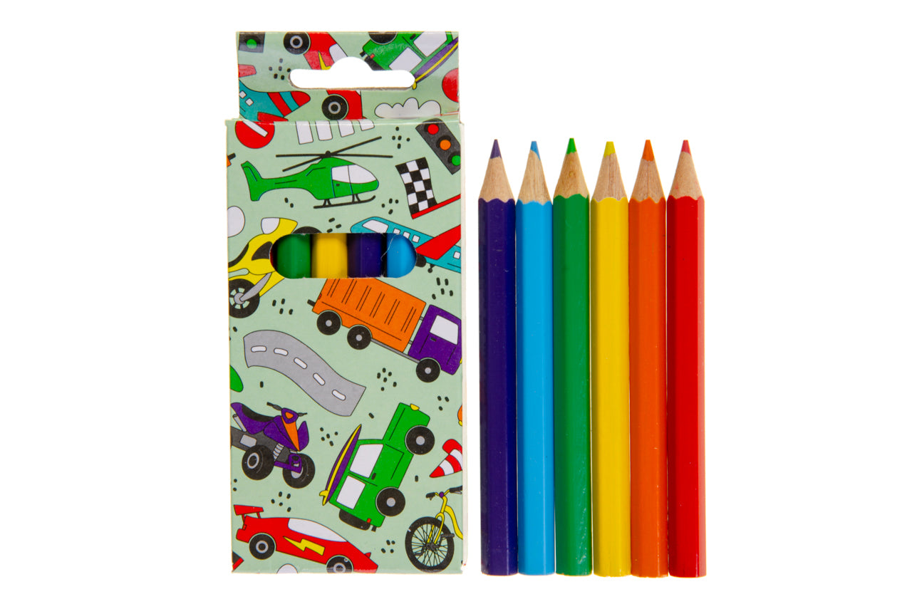 6 Pieces Vehicles Colored Pencils 9cm