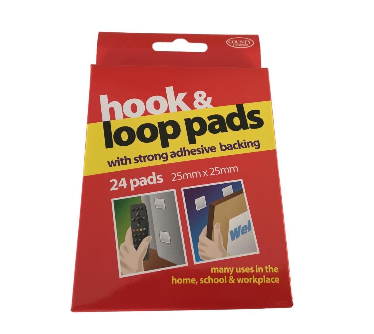Hook and loop pads with strong adhesive backing