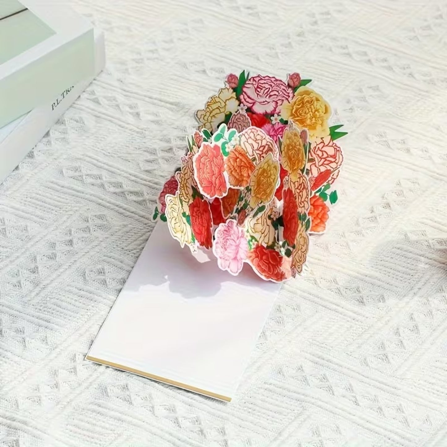 Carnation Half‑Masked 3D Pop Up Greeting Card