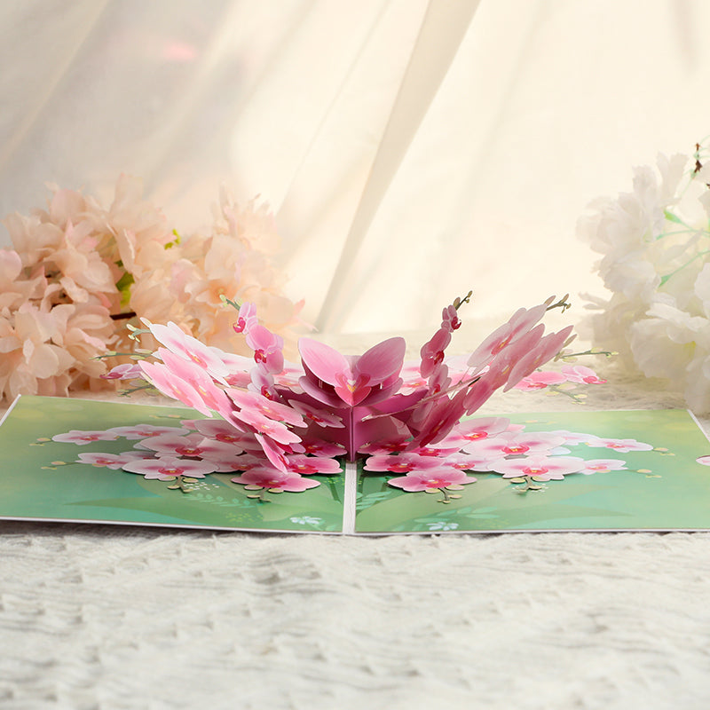 Orchid Elegance Floral 3D Pop Up Greeting Card - Mother's Day Thank You Birthday