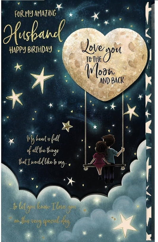 Romantic Night Sky Theme 3D Husband Birthday Card