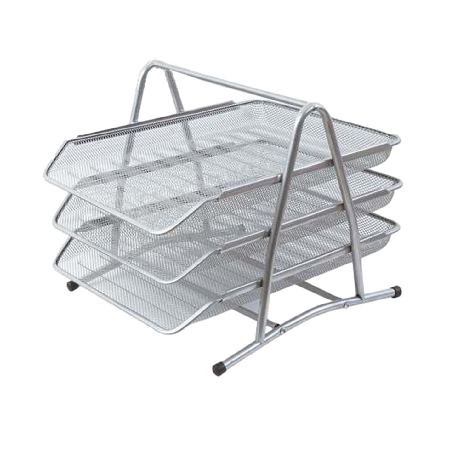 Silver Office Mesh Tray For Organizer 35 × 30 × 27cm