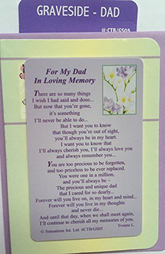 For My Dad In Loving Memory.........Grave Card (Sentimental Keepsake Wallet / Purse Card)