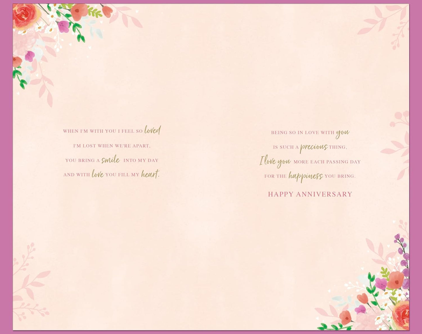 Bouquet Of Flowers Luxury Hand-Finished Wife Wedding Anniversary Card