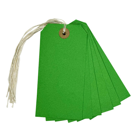 Pack of 50 Green Strung Tags 120mm x 60mm