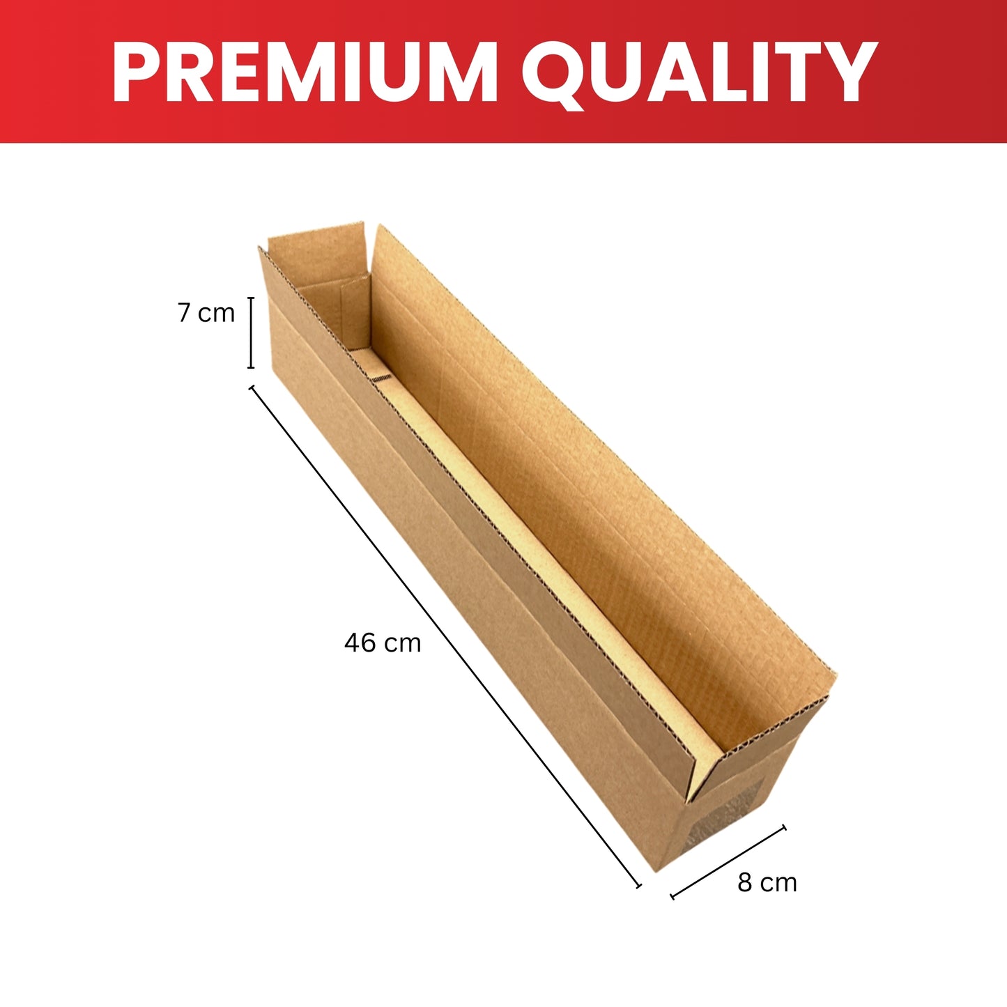 Pack of 10 Cardboard Packing Boxes 8x7x46cm — 3mm Corrugated Flute