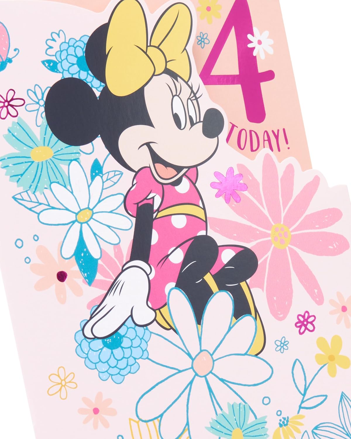Floral Disney Minnie Mouse Age 4 Birthday Card