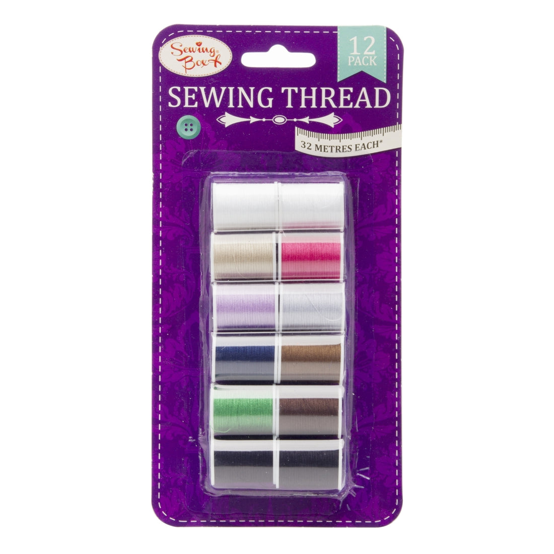 Pack of 12 Reels of Assorted Coloured Sewing Threads by Sewing Box ...