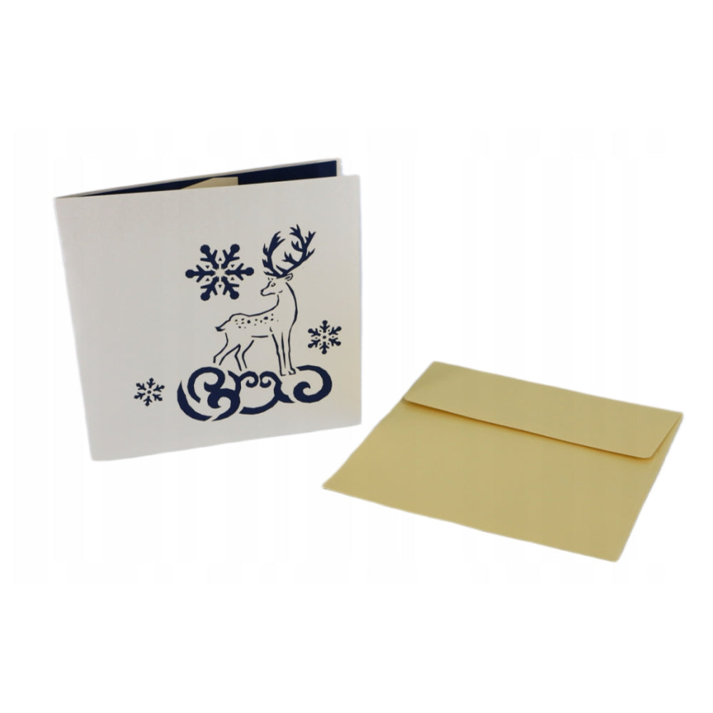 Snowy Reindeer Forest 3D Pop Up Christmas Card