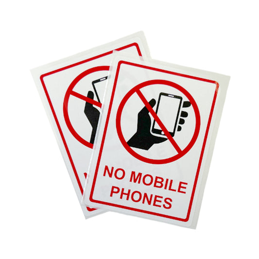Pack of 18 No Mobile Phone Sign Self Adhesive Labels 80x110mm