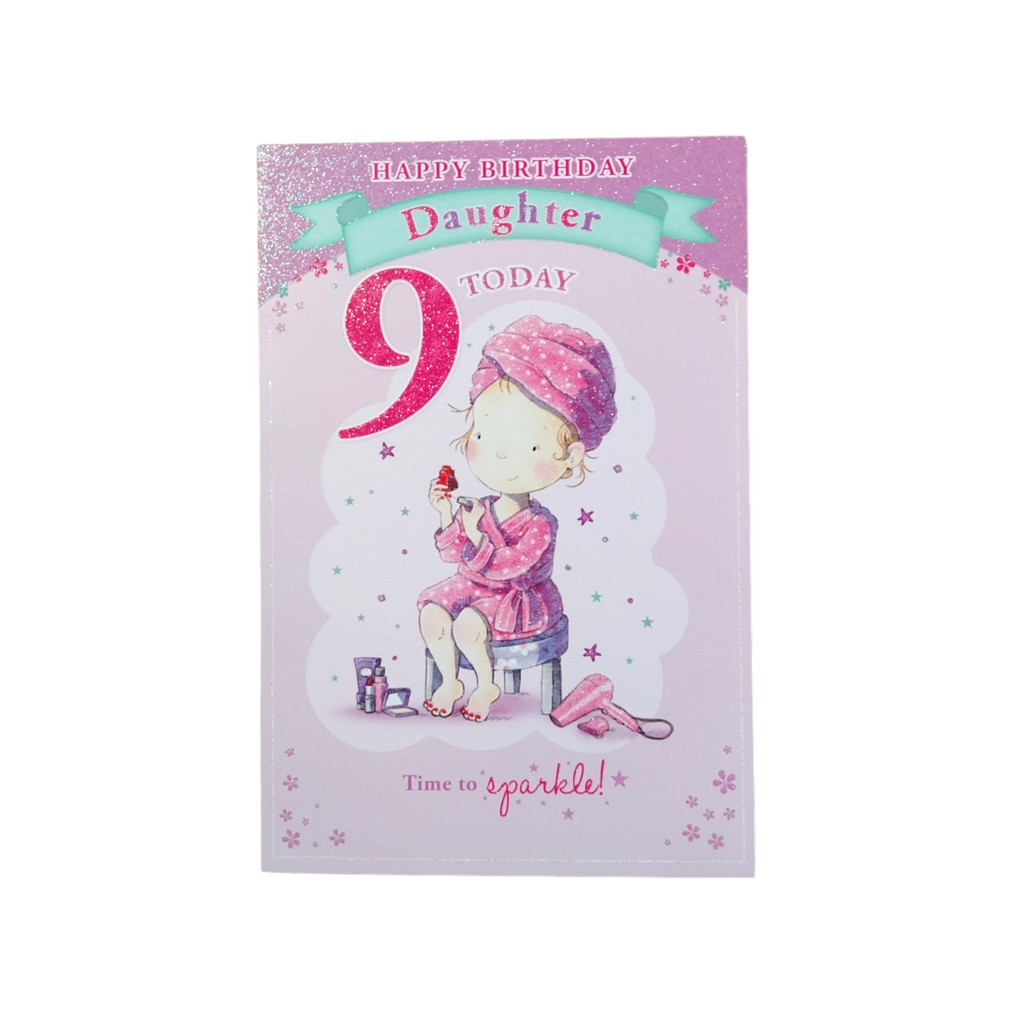 Girl In Robe Painting Her Nails Daughter 9th Candy Club Birthday Card