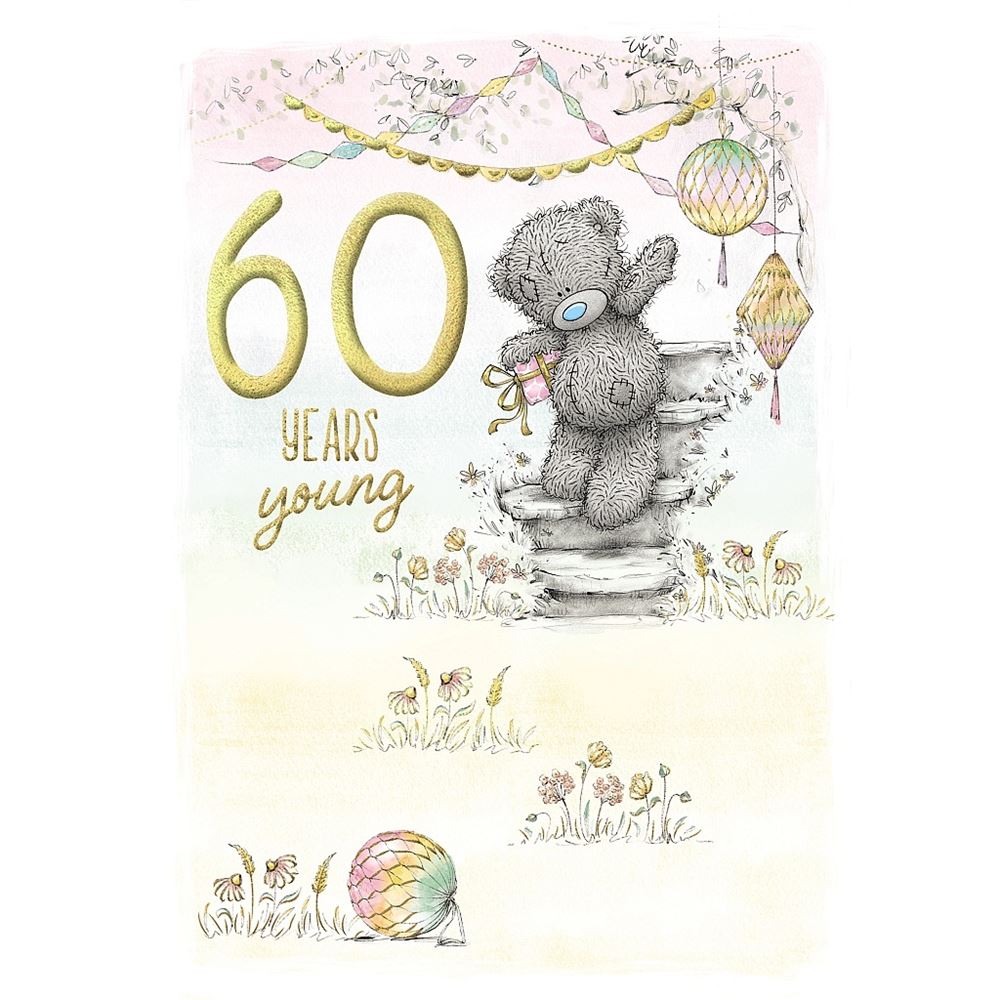 Bear Walking Down Steps 60th Birthday Card