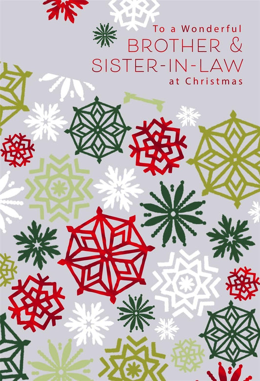 Snowflakes Design Brother & Sister In Law Christmas Card