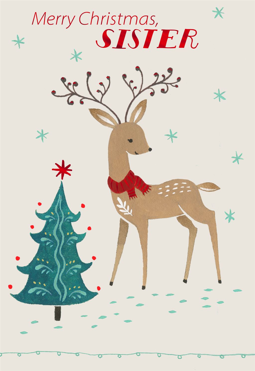 Stag Design Sister Christmas Card