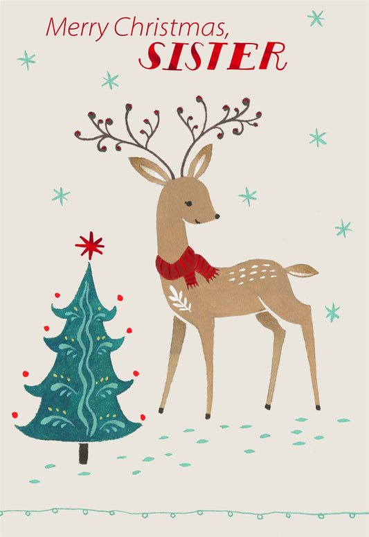 Stag Design Sister Christmas Card