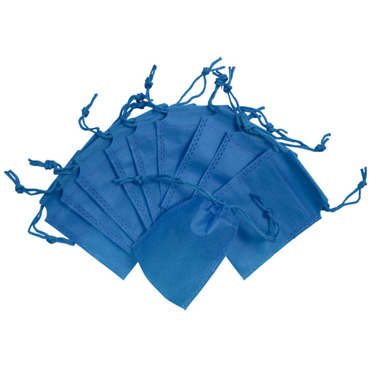 Pack of 50 Light Blue Coloured 12x9cm Non-Woven Drawstring Bags