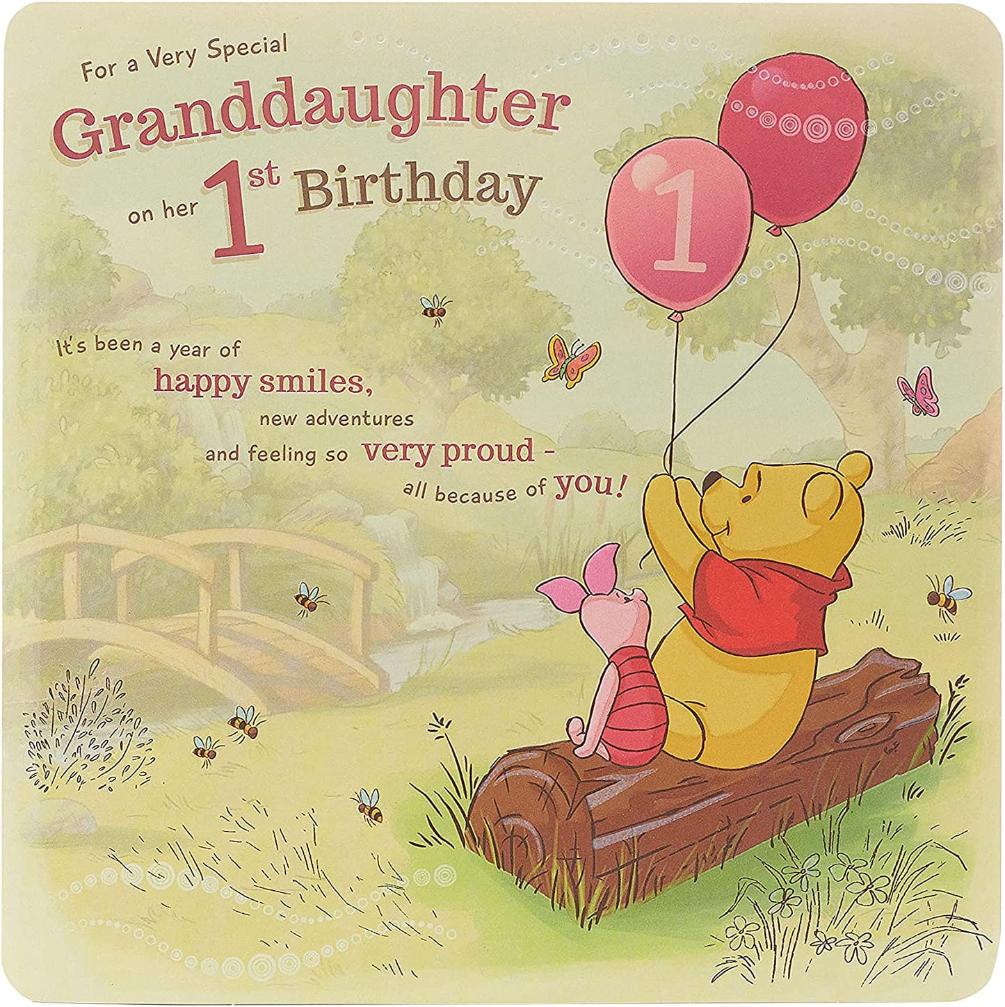 Winnie The Pooh Granddaughter 1st Birthday Card
