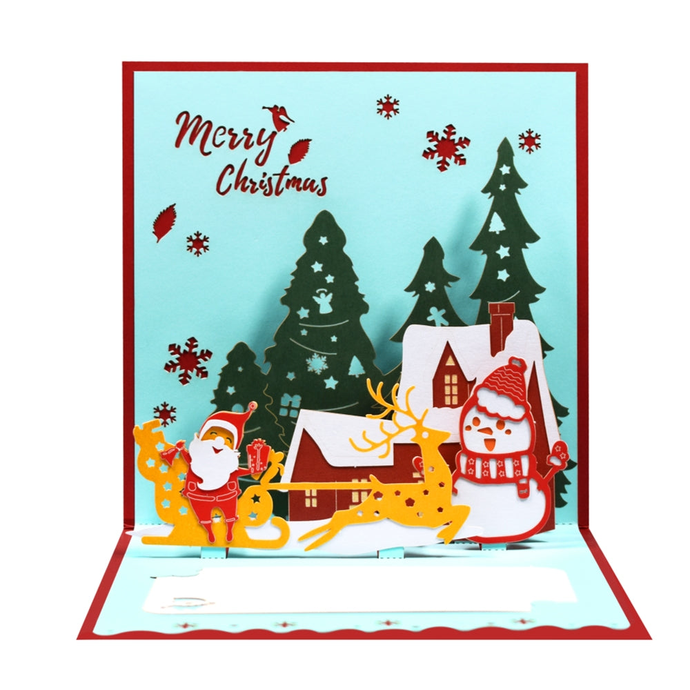 Santa Claus and Winter Scene 3D Pop Up Christmas Card