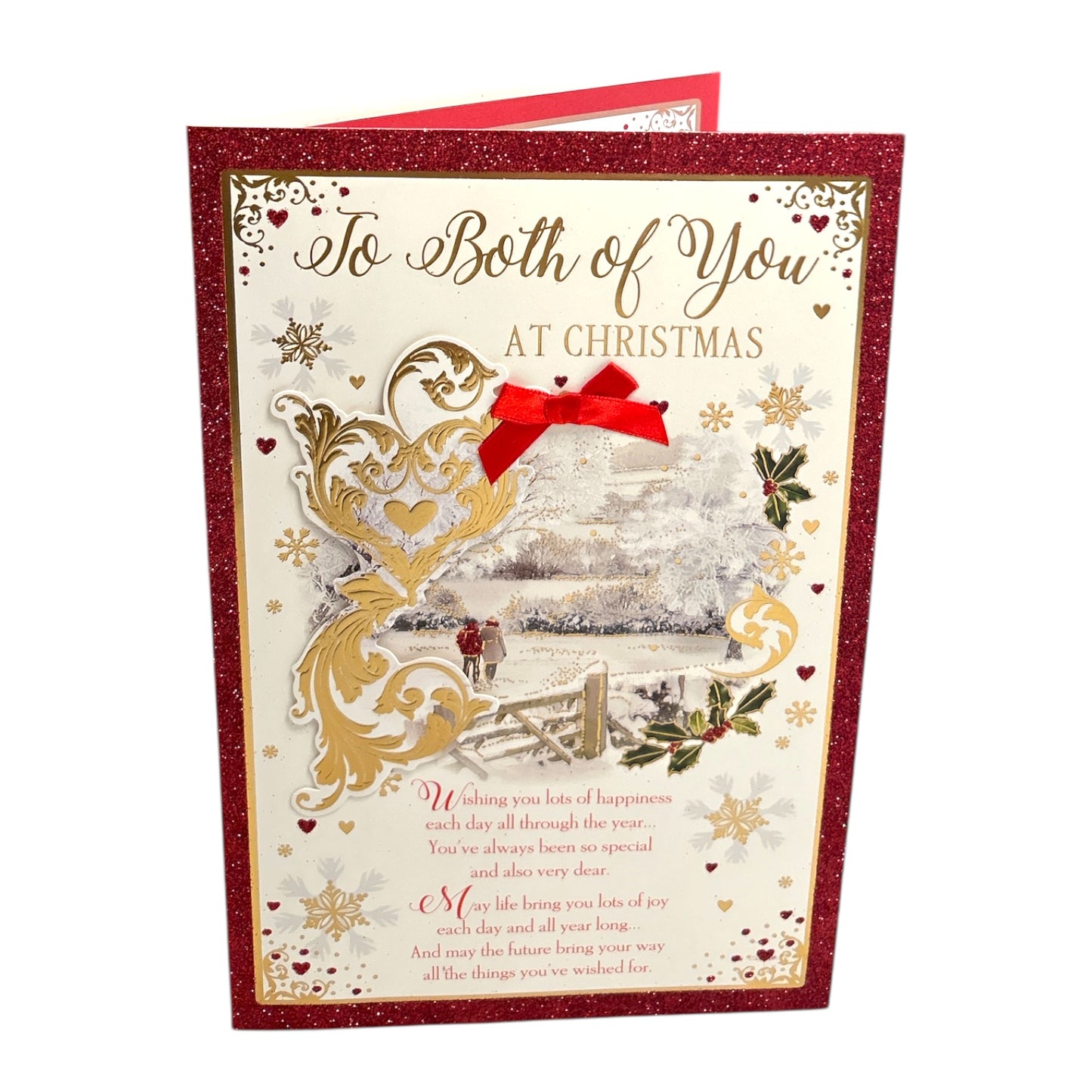 To Both of You Couple Walking in Winter Wonderland Design Christmas Card