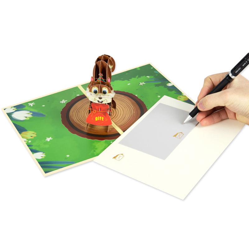Charming Squirrel Nutty Celebration 3D Pop Up Greeting Card