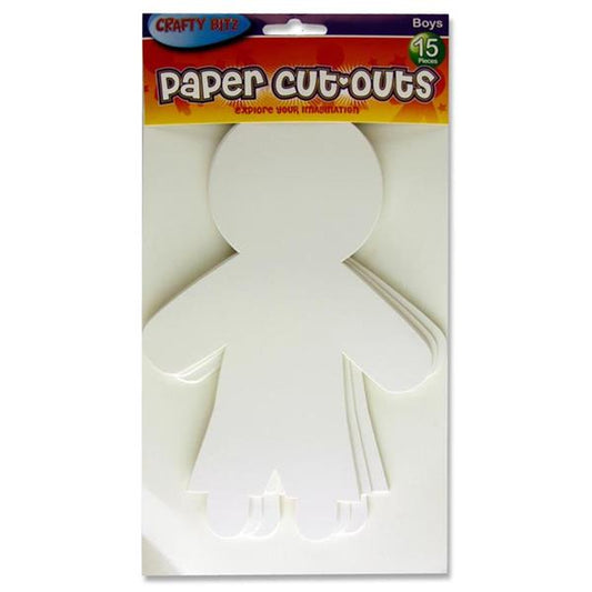 Pack of 15 Boys Paper Cutouts by Crafty Bitz
