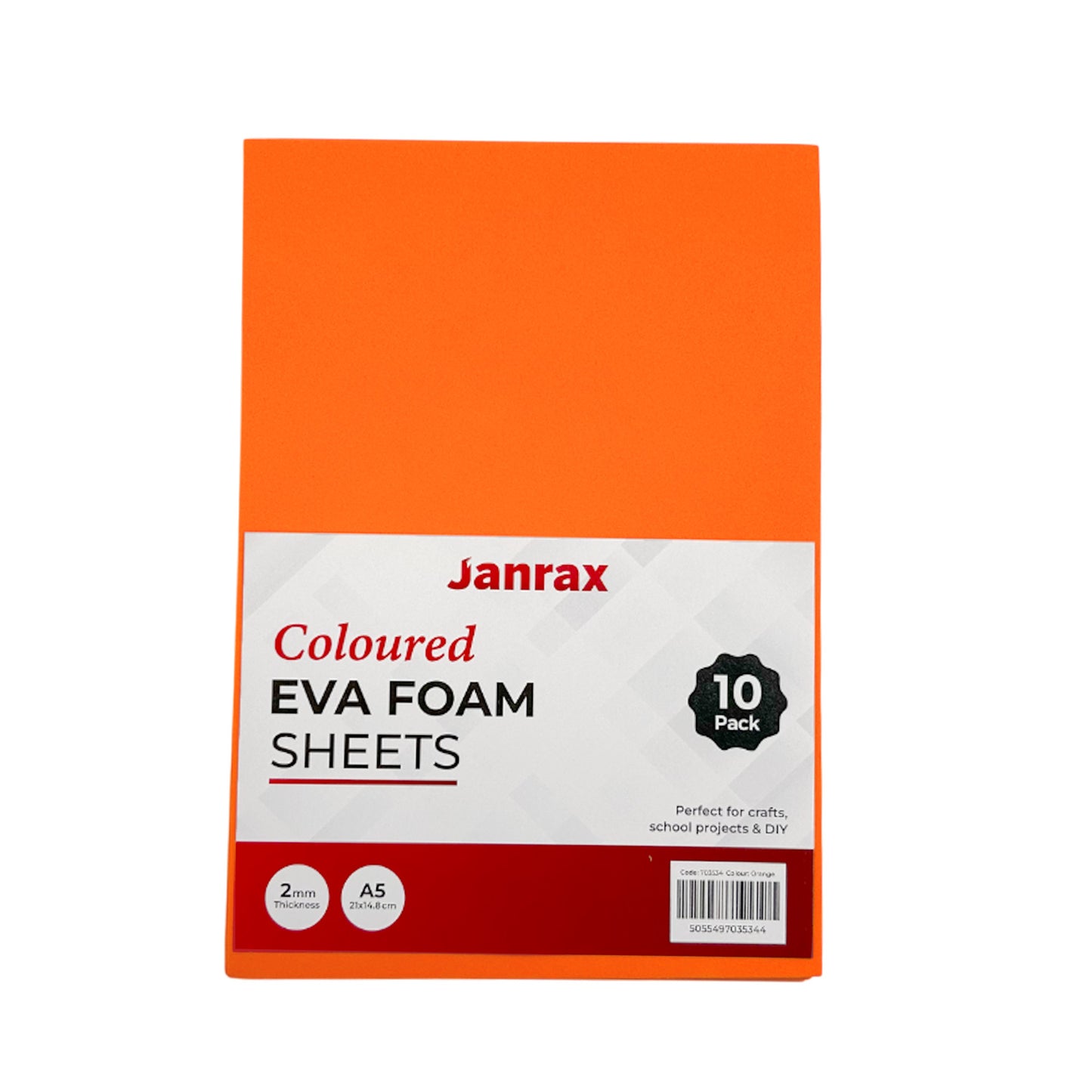 Pack of 50 A5 Orange Coloured EVA Foam Sheets