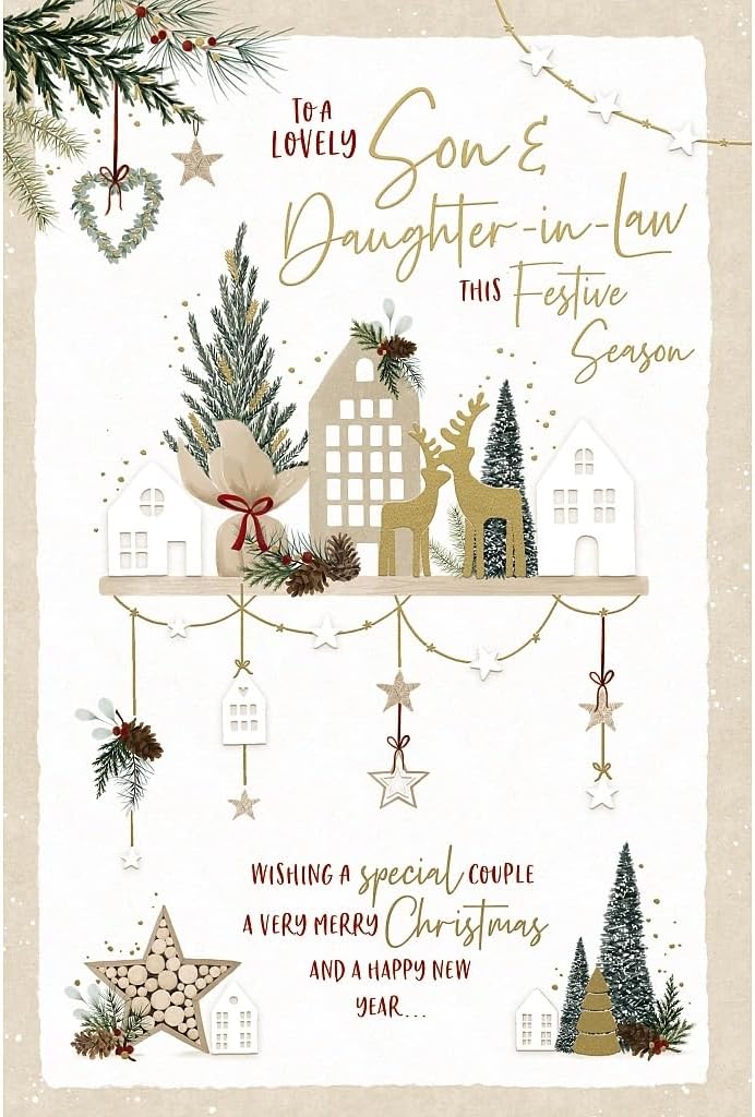 Festive Shelf Son & Daughter in Law Christmas Card