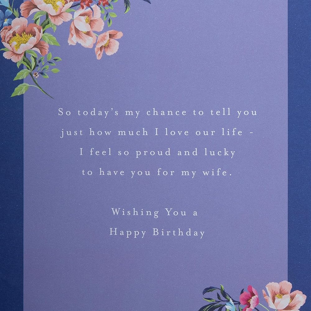 Pink Traditional Floral Design with Heartfelt Verse Wife Birthday Card